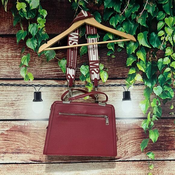 Steve Madden Bmatteo Top Handle Satchel Purse Handbag Maroon Red 12x9 - Picture 6 of 6
